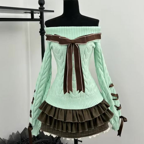 チョコレートリボンニット